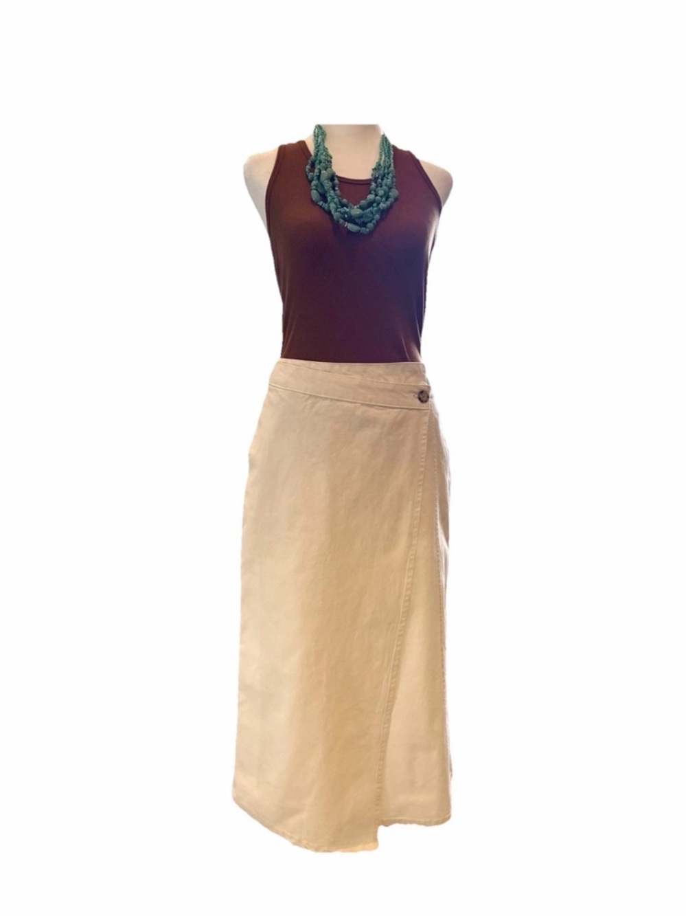 Cotton Ivory Midi Wrap A-LineSkirt Women’s Size 6 Pockets Universal Thread